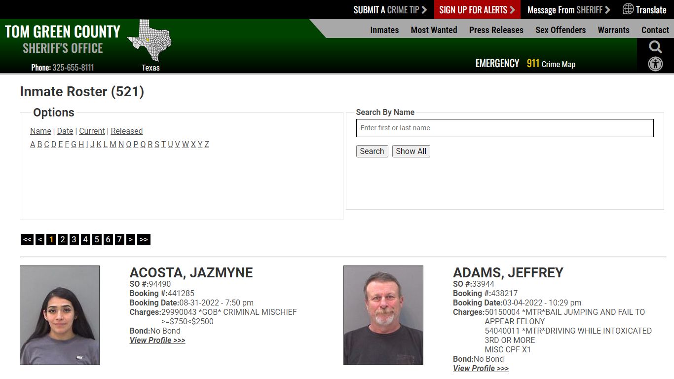 Inmate Roster - Current Inmates - Tom Green County Sheriff